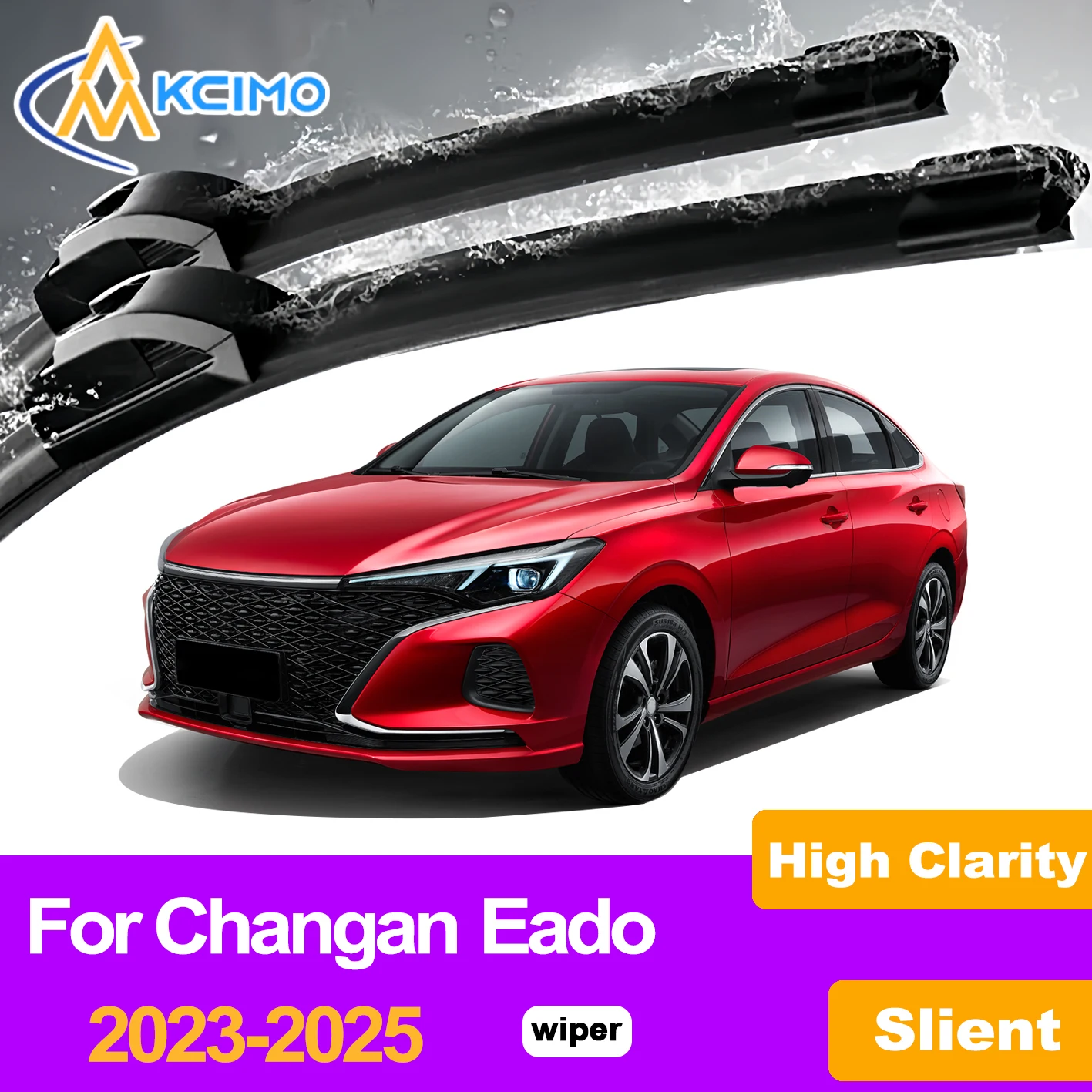 

KCIMO 2PCS Front Windshield Wiper Blades For Changan Eado 2023-2025, High Quality Natural Rubber Auto Replacement Parts