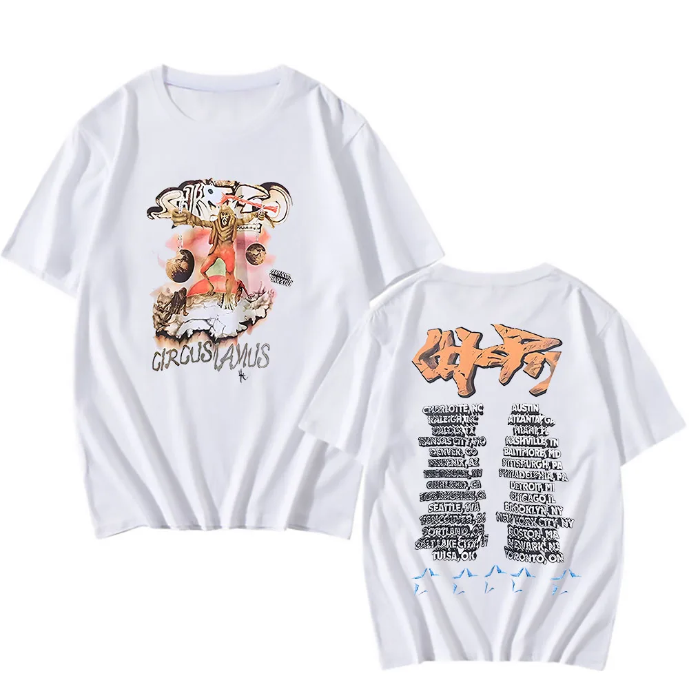 ユートピア-漫画のプリントが施された白い綿のTシャツ,高品質の服,パンク,ヒップホップスタイル