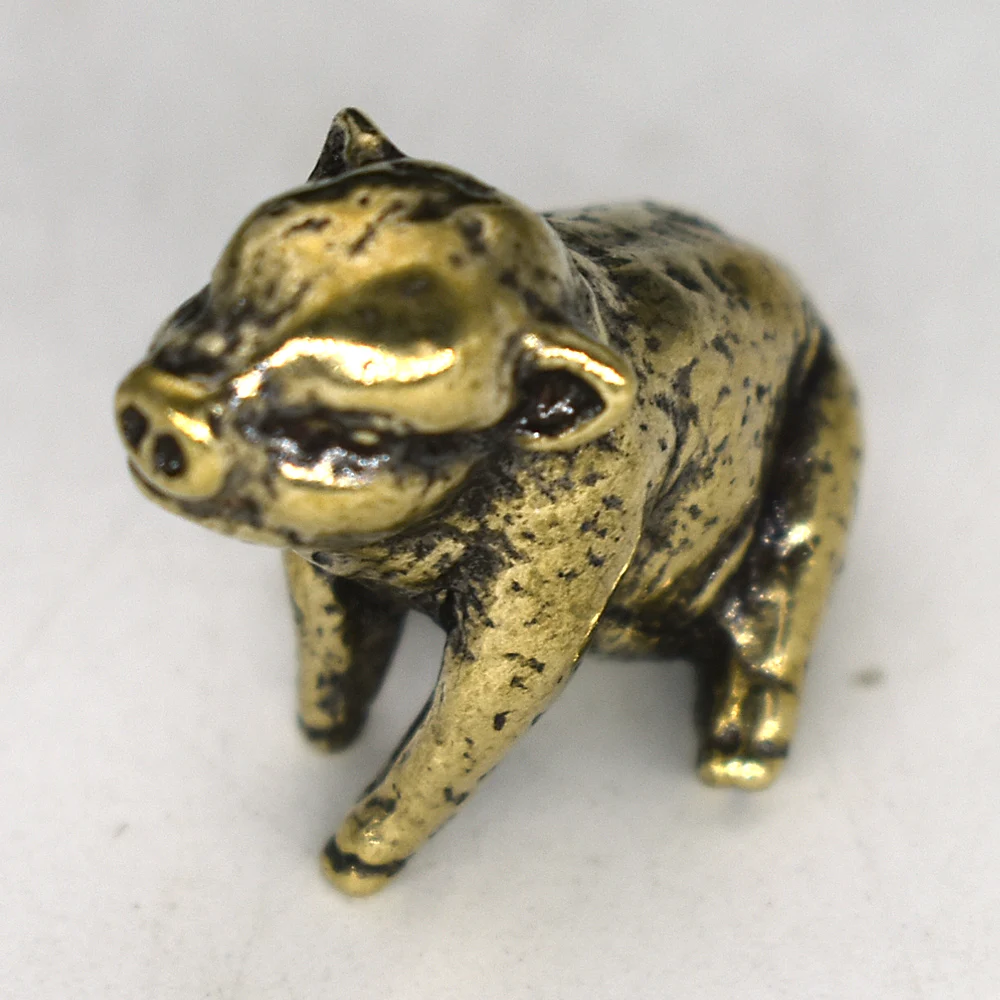 

Antique-Styled Brass Pig Ornament Bronze Piggy Bank Decor Retro Zodiac Pig Statue Vintage Copper Display Artistic Craft