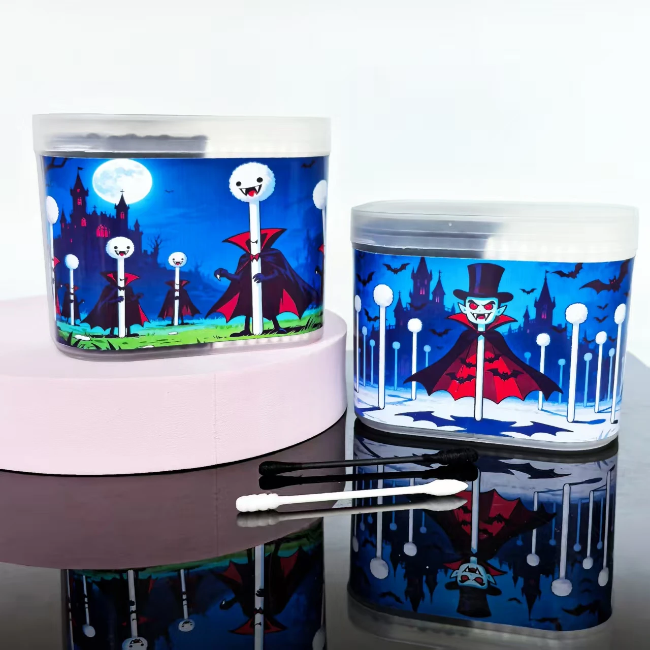 

300 шт./600 шт. черно-белые ватные палочки на тему вампира на Хэллоуин, многофункциональные праздничные ватные палочки для чистки ушных каналов