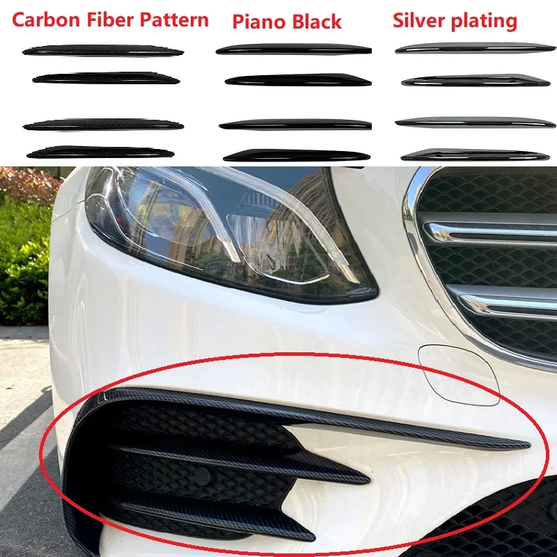 

For-Mercedes-Benz E Class AMG E43 E63 W213 2016-2020 4X Car Front Bumper Fog Light Grille Trim Cover Decoration