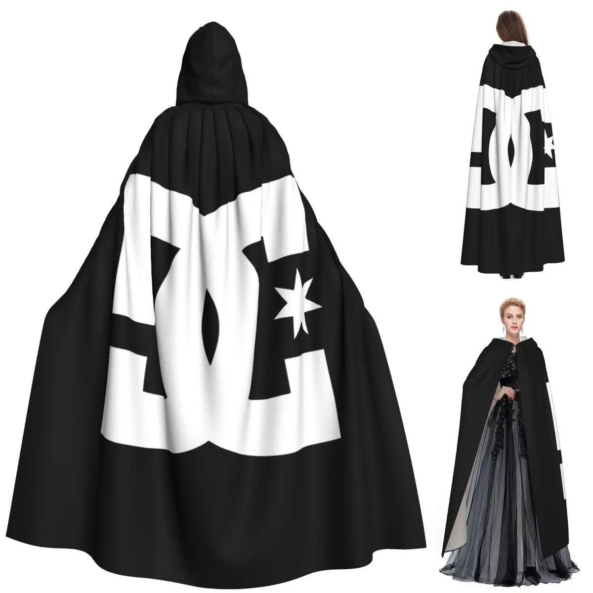 

DC Shoe Co Long Hooded Cloak Witch Medieval Costume Cosplay Cape HalloweenVampire Adult Unisex