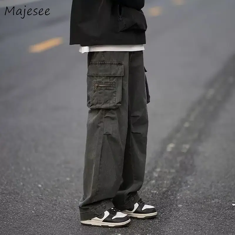 

Cargo Military Pants Men Baggy Vintage American Streetwear Temper Multi Pockets Pantalones Fashion Student M-3XL Pure Color Cool