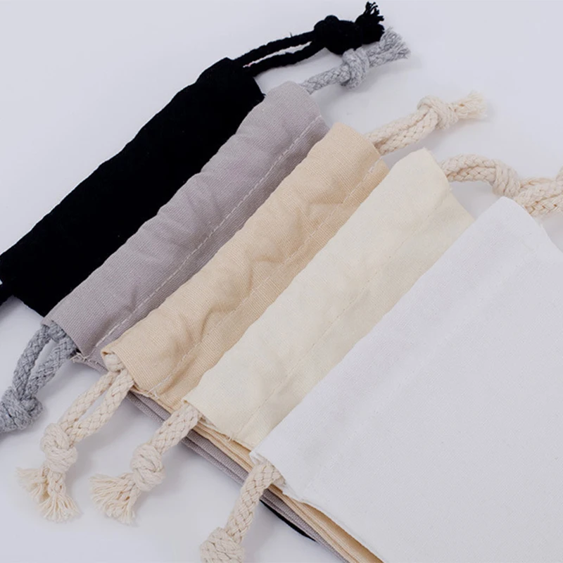 Cotton Drawstring Storage Bag White Canvas Bags for Candy Gift Package Pouch Reusable Home Sundries Organize Dustproof Sacks