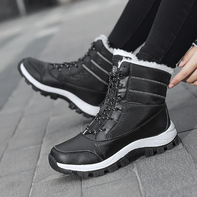 

Winter Snow Boots Women High-top Boots Lace-up Thick-soled Anti-slip Ankle Boots Women Plush Comfortable Warm Casual Women Shoes