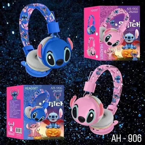 Imagen 2 del producto Auriculares Bluetooth Stitch Disney AH-906 auriculares inalámbricos sonido HIFI auriculares plegables con micrófono regalos para niños dibujos animados de Anime