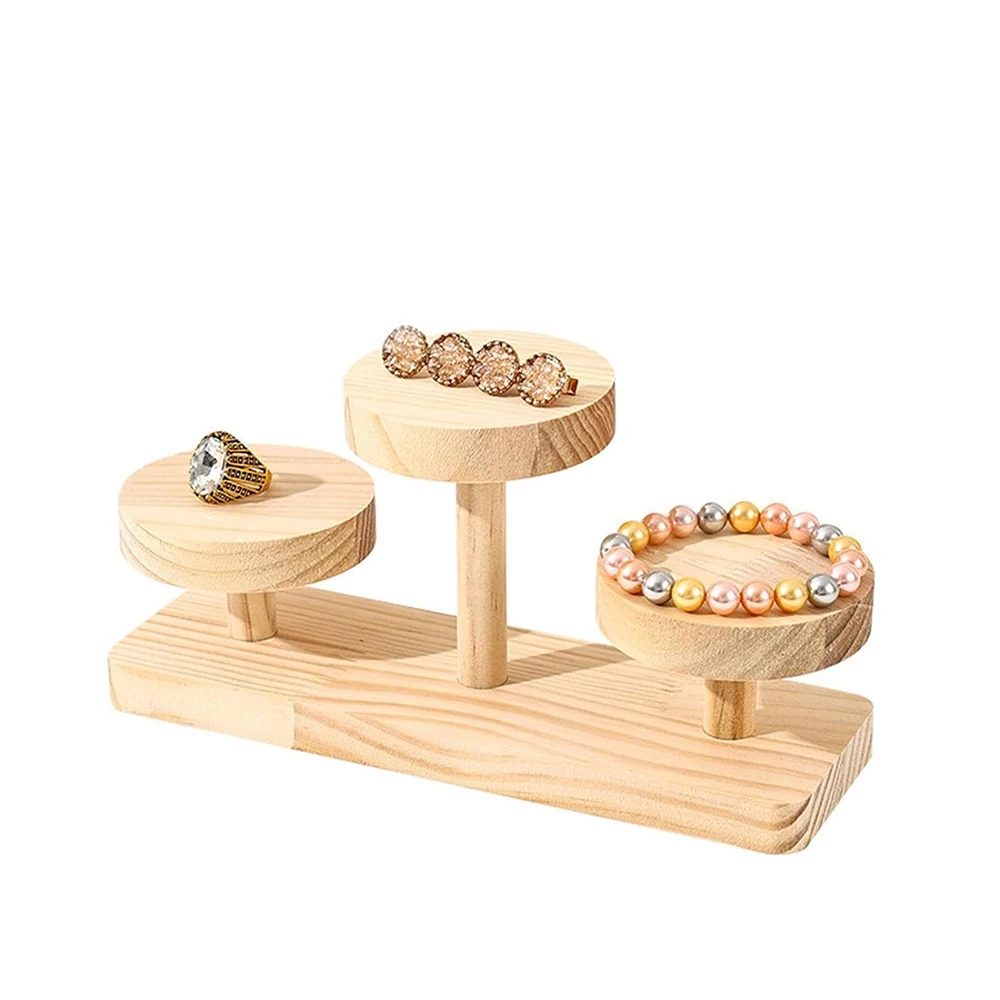 رف سلم خشبي مجوهرات سوار عرض موقف المنظم رف مجوهرات متعدد الاستخدامات أقراط عرض موقف تخزين 3 الطبقة