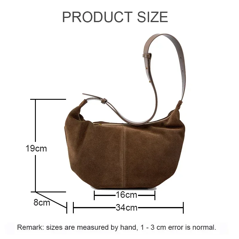 Casual Frosted Split Cow Leather Dumpling Bag Women's Shoulder Crossbody Underarm Bag Fashion Advanced Sense Scrub Handbag