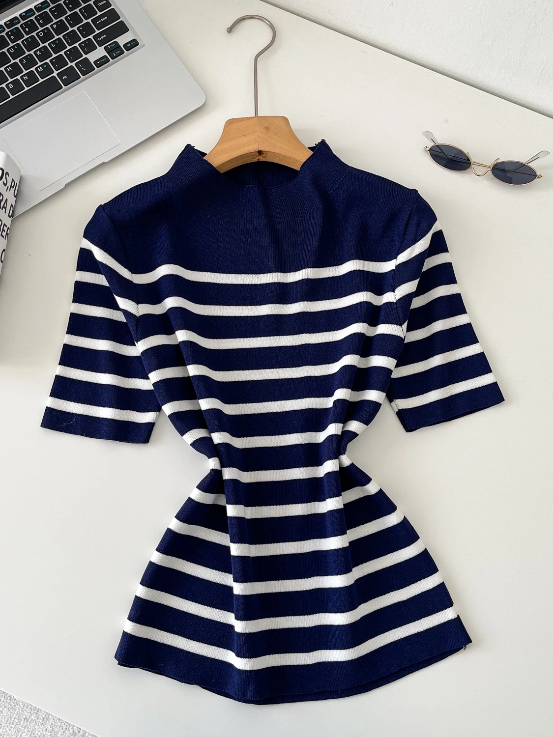 سليم صالح التباين اللون شريط محبوك ort Sve تي شيرت المرأة طبقة قاعدة أعلى الخامس Ne العادية رقيقة الصينية Sle #2