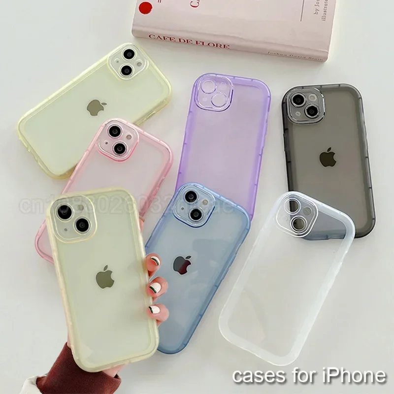 Translucent Phone Case For IPhone 16 15 14 13 12 11 Pro Max Xr Xs 7 8 Plus SE2/SE3 TPU Soft Back Cover