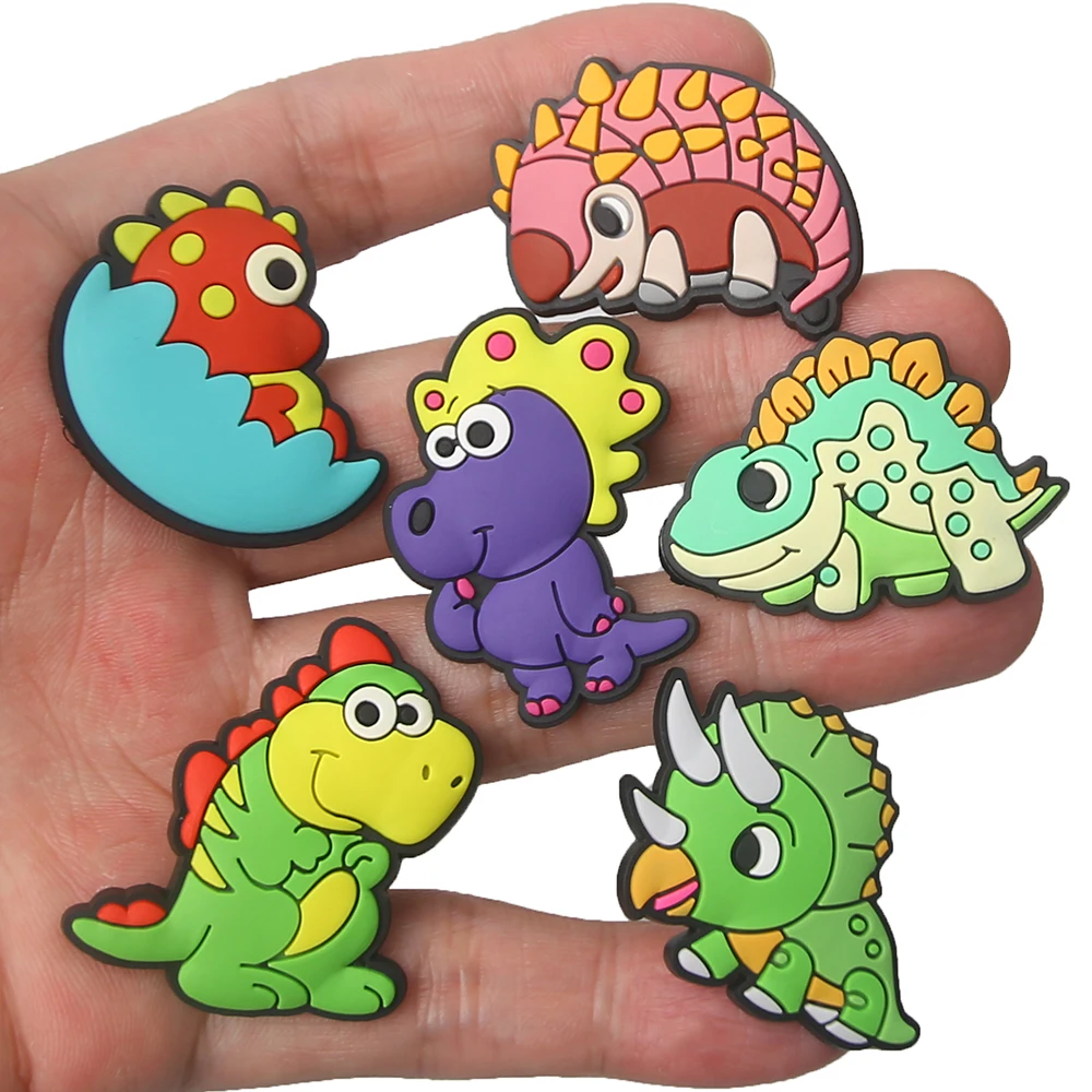 16pcs Cute Dinosaur Series for Cartoon Shoe Charm Sandals Decorative Clogs Alligator Charm Accessories Buckle