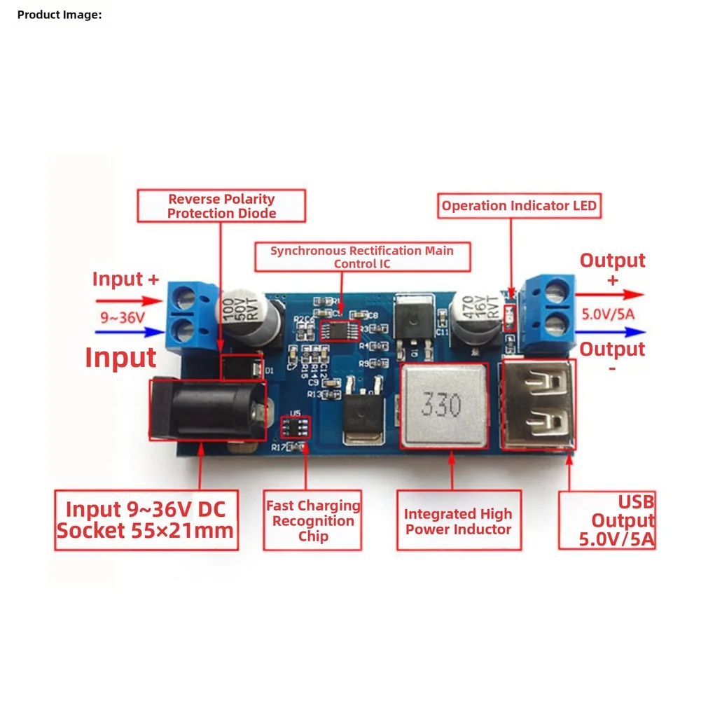 For Car Charging As Shown DC DC Converter Wide Input Range Power Module Power Module LED Indicator Stable Output