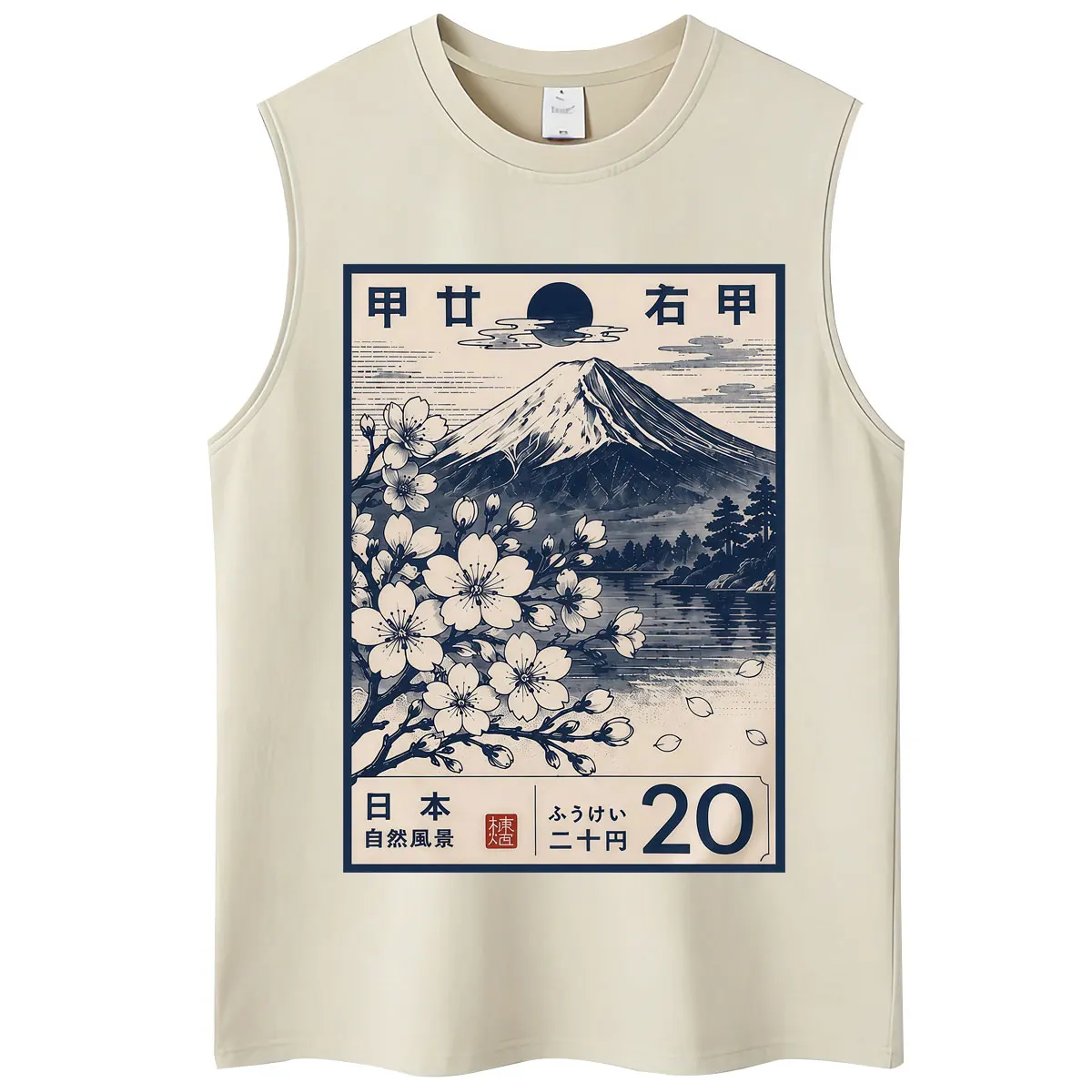 Japanese Style Tokyo Tiger Sakura Washed Tank Tops Men Women Fashion Vintage Vests Loose 100% Cotton Casual Sleeveless T Shirts