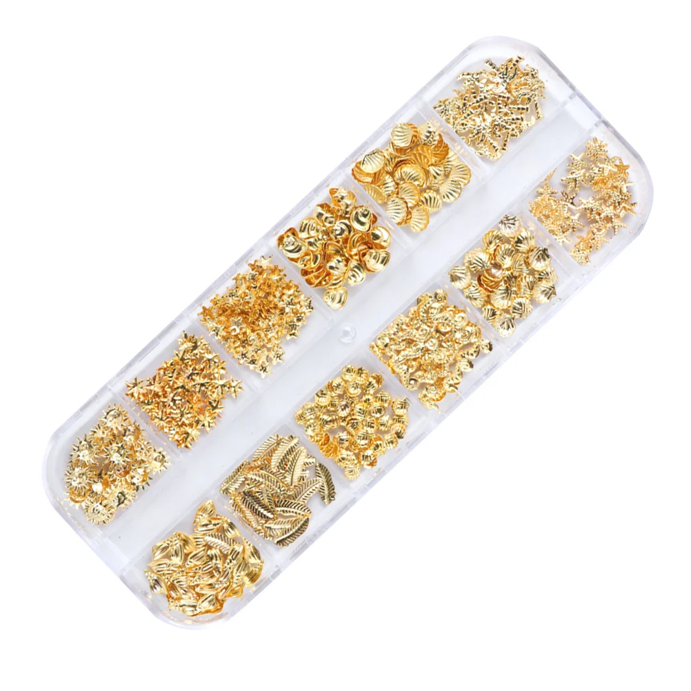 المعادن مسمار ملصقات فنية مجموعة سبائك لامعة الذهب والفضة المسامير DIY مسمار سحر مانيكير الديكور الأظافر ترصيع بريق #6