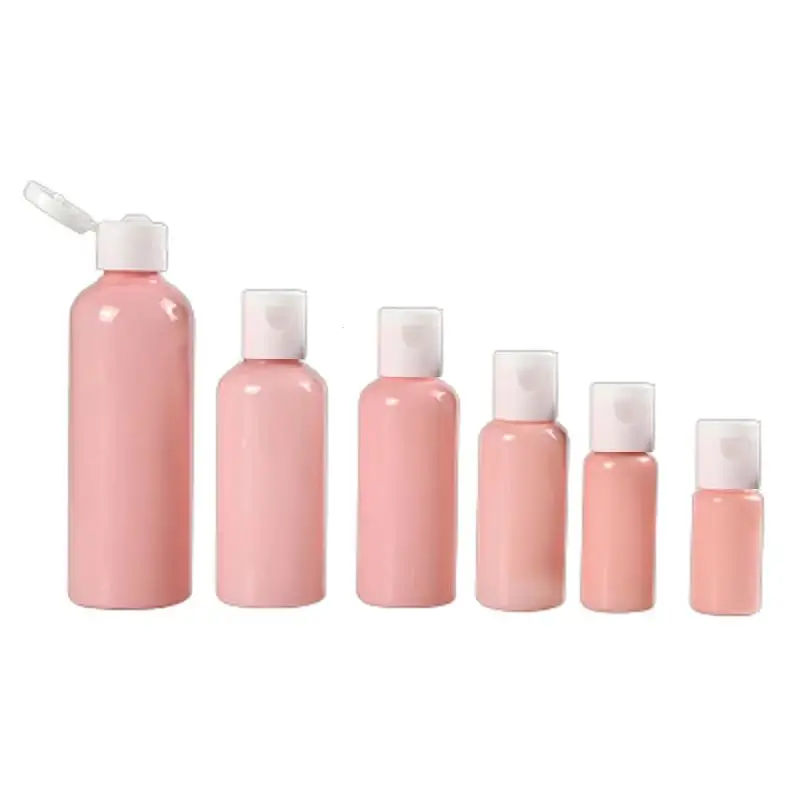 

50Pcs Empty Plastic Tone Bottles 10ml 20ml 30ml 50ml60ml 100ml White Flip Lid Cosmetic Packaging Portable Pink Refillable Bottle