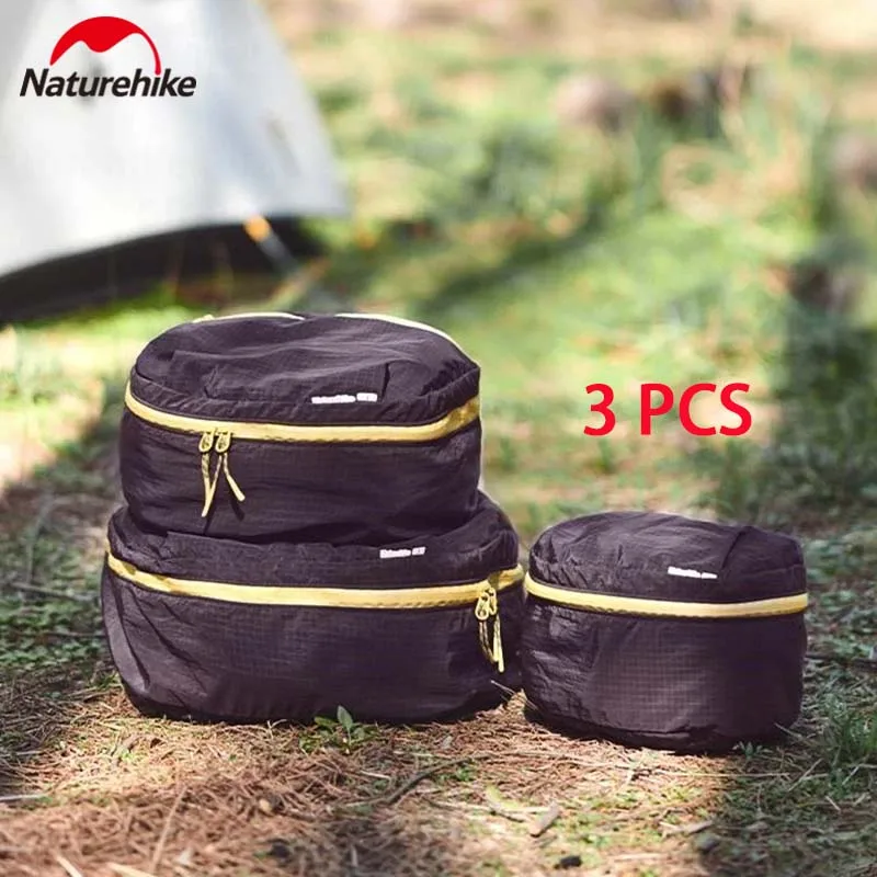 Naturehike 3 Pcs Set Travel Storage Bag for Luggage Clothing Underwear Makeup Portable Suitcase Packing Cube Nylon Storage Bag