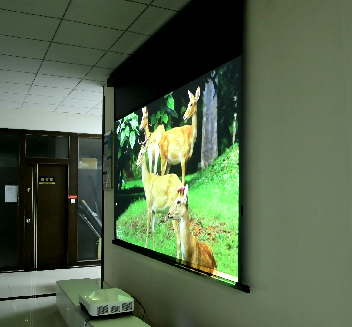 100'' 120 inch Motorized Tab-Tension Projection Screens Wireless Remote Control Electric Screen For 3D DLP UHD Laser Projector