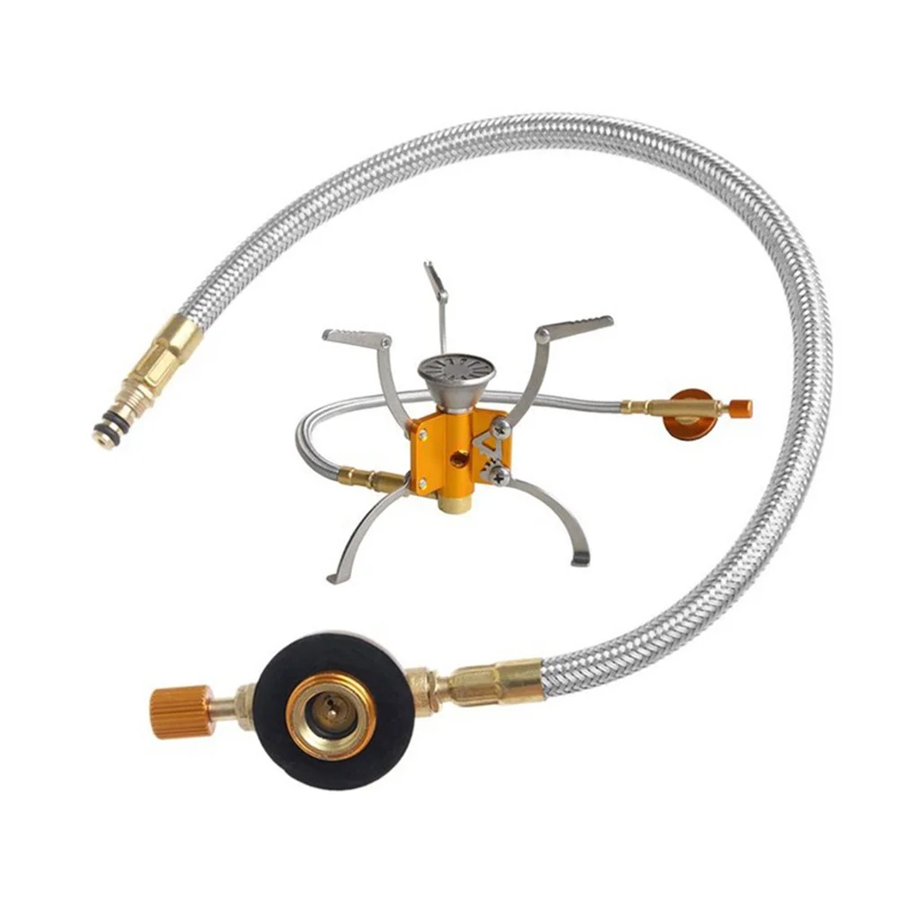 

1 set Gas Tank Inflation Valve Kit Bz1164-2 Metal Camping Stove Adapter Auto-Off Function Flat Propane Tank Outdoor Travel