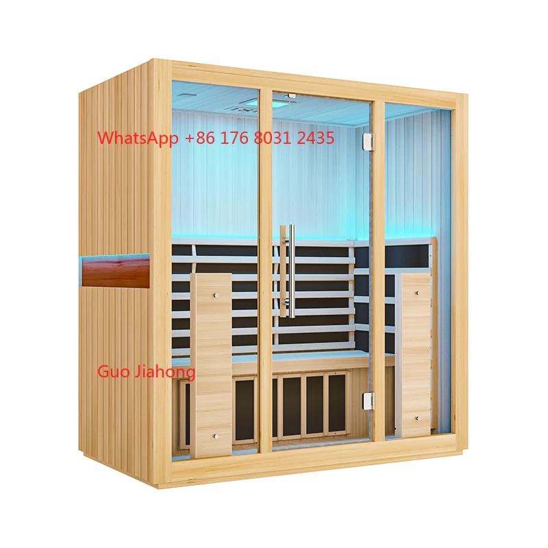 

Modern 4 Person Indoor Large Sauna Canada Hemlock Carbon Heating Panel for Sauna Rooms Wooden Cedar Sauna Rooms