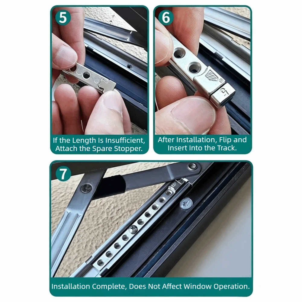 Zinc Alloy Window Limiter Non Punching Fixed Design Window Lock Buckle Multiple Hole Wind Support Limit Plate Side Hung Window