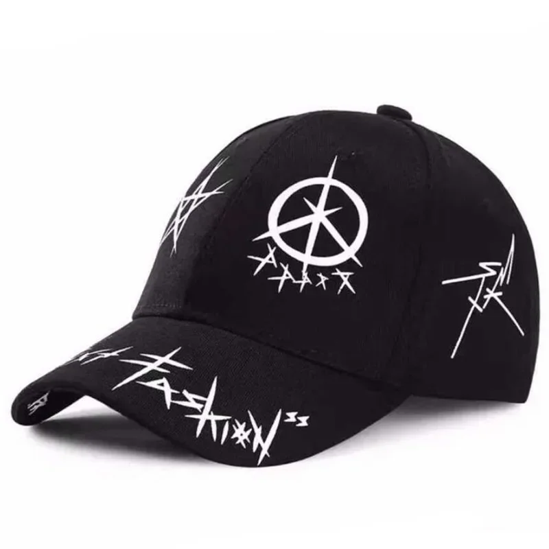 

Unisex Baseball Cap - White Pentagram Graffiti Hip Hop Hat, Lightweight Adjustable Sun Cap for Spring Summer