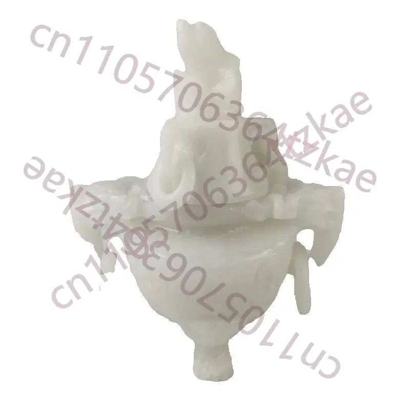 

Chinese Natural White Jade Carved,Three Legged Double Ear Hanging Ring Dragon Incense Burner