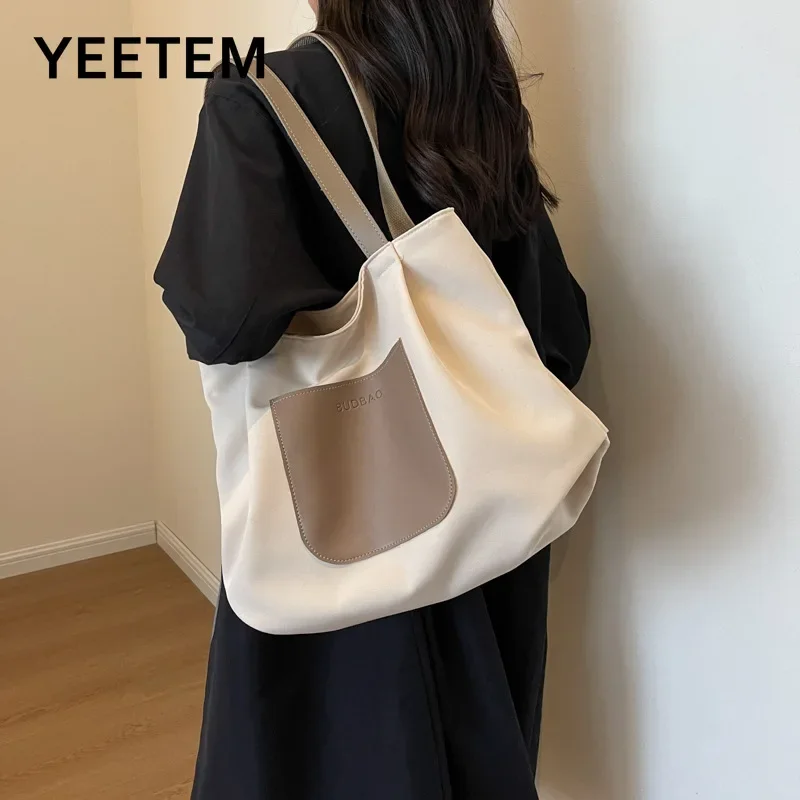 

New Japanese Solid Canvas Bag Women's Casual Handbag Fashion Trendy Korean Version Versatile Retro Shoulder Tote Bags