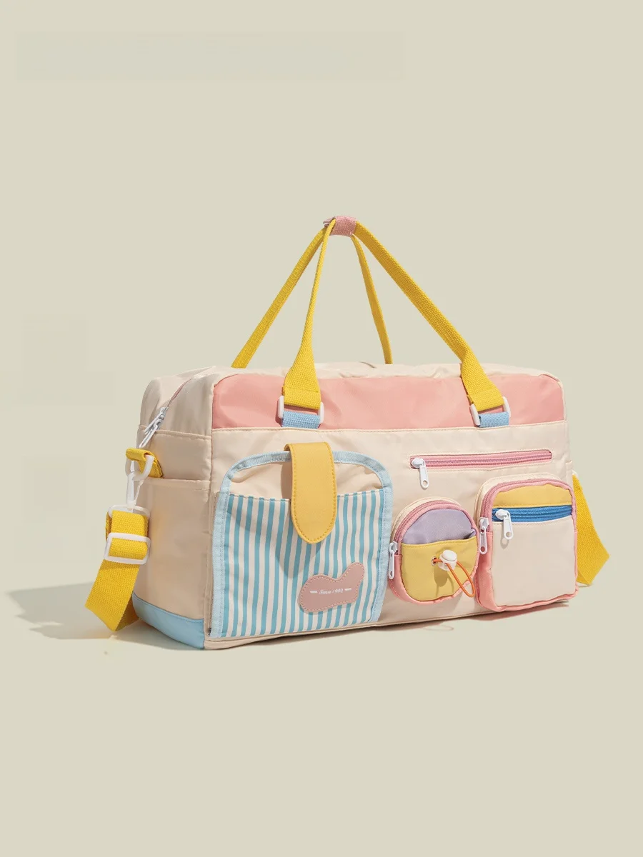 

Large Capaci Ladies Travel Bag Handheld Sport Fitn Storage Bag Lightweight ort Trip Bag Soft Handle Contrast Color Trend