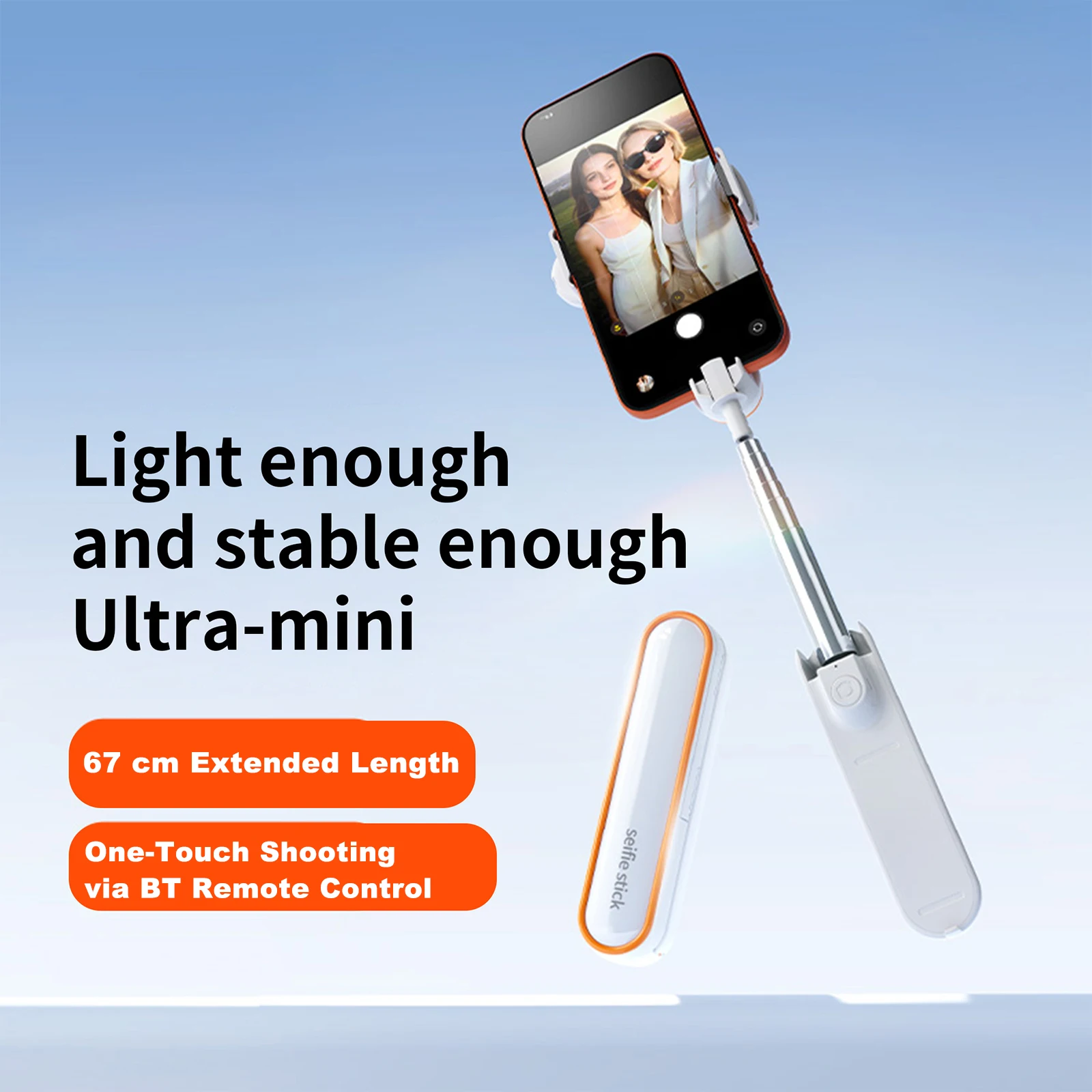 Lightweight Selfie Stick Tripod Bluetooth-compatible Shutter 67cm Extendable for for for for for iPhone Android Vlog