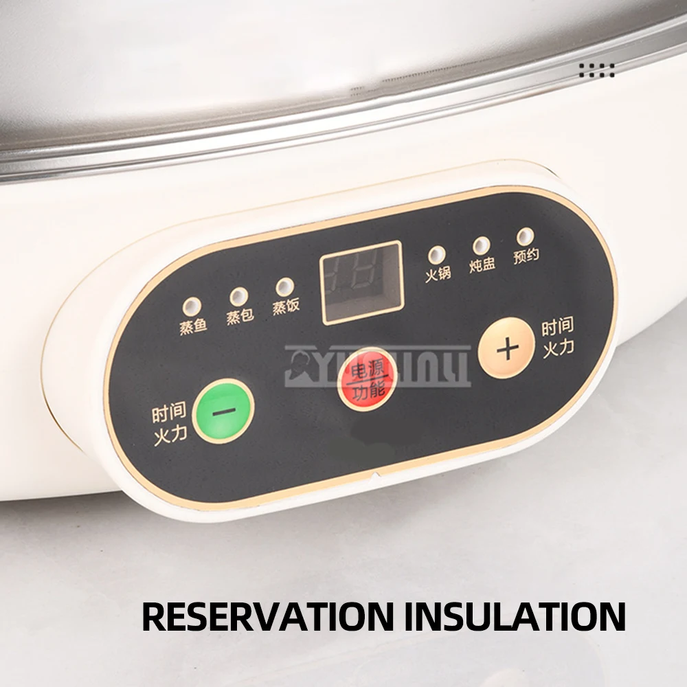   وعاء السمك على البخار من الفولاذ المقاوم للصدأ، جهاز بخار كهربائي منزلي بسعة كبيرة، جهاز بخار ذكي بطبقة مزدوجة