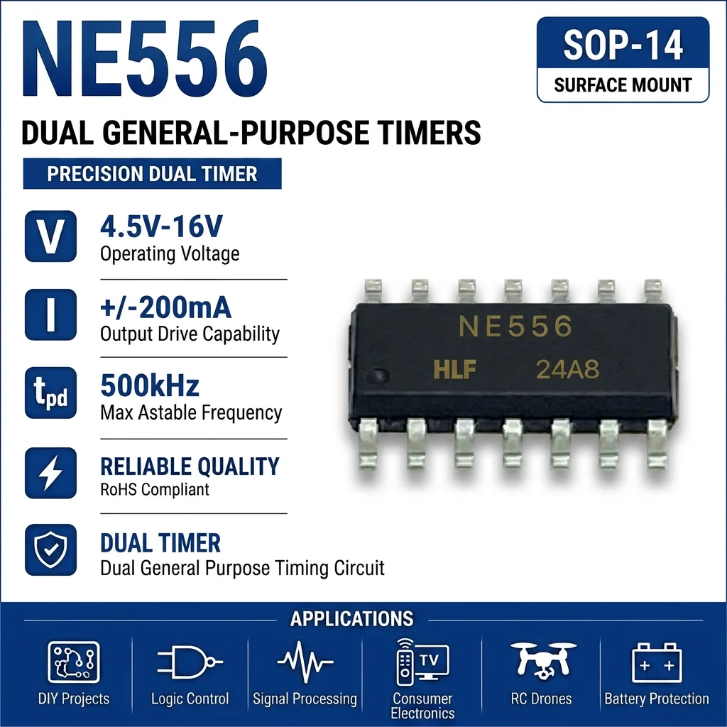 (25 pcs) NE556P DIP-14 /NE556DR SOP-14 NE556 Dual Precision Timer