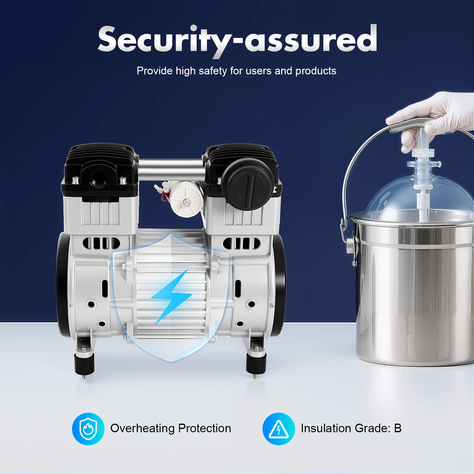 

Безмасляный вакуумный насос, 1100 Вт, двигатель из чистой меди, 1400 об/мин для электроники, медицинская упаковка пищевых продуктов, пластик