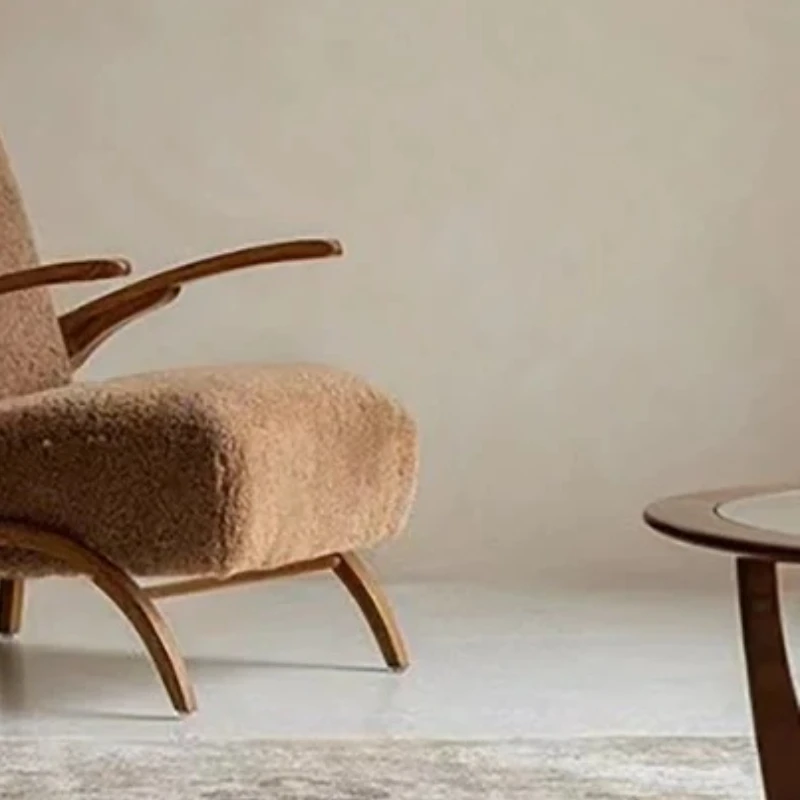 

Design Creativity Chairs Casual Lamb Hair Cream Style Retro Vintage Sofa Mid Century Lounge Chair Muebles Para Hogar Furniture
