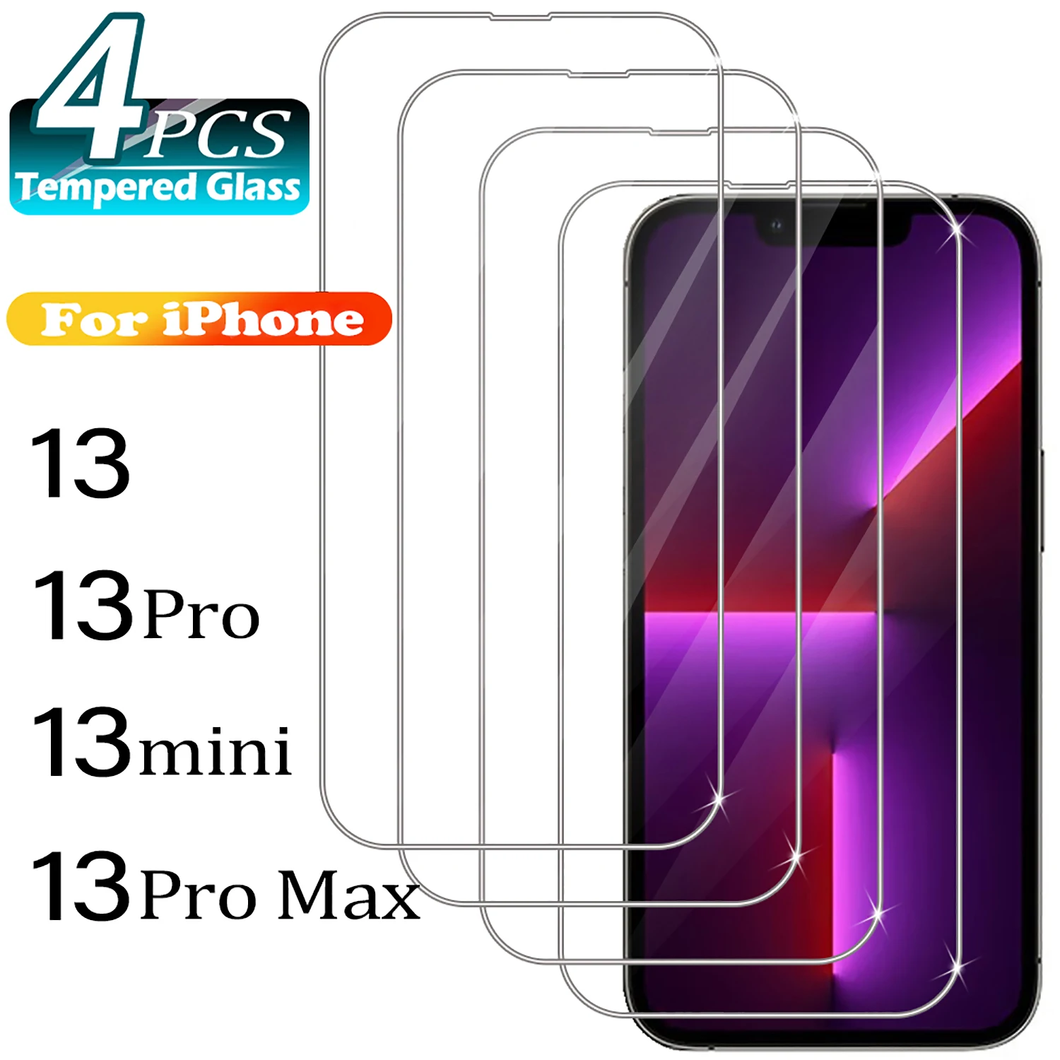 1Pcs/4Pcs HD Tempered Glass For iPhone 13 Pro Max 13Pro Screen Protector For iPhone 13 mini Protective Glass Film