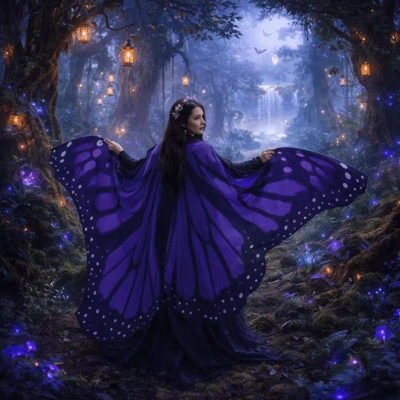 Trendy Moth Butterfly Cape Party Masquerade Butterfly Peacock Shawl Dress Up Show Butterfly Cosplay Costumes Spring