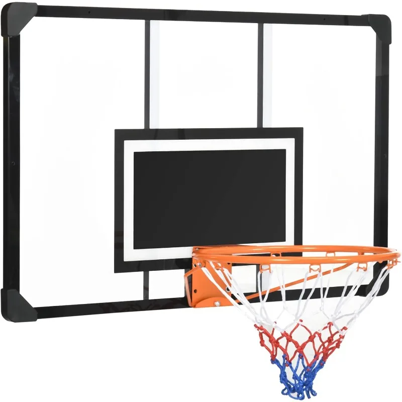 

Soozier Wall Mounted Basketball Hoop with 45" x 29" Shatter Proof Backboard, Durable Rim and All-Weather Net