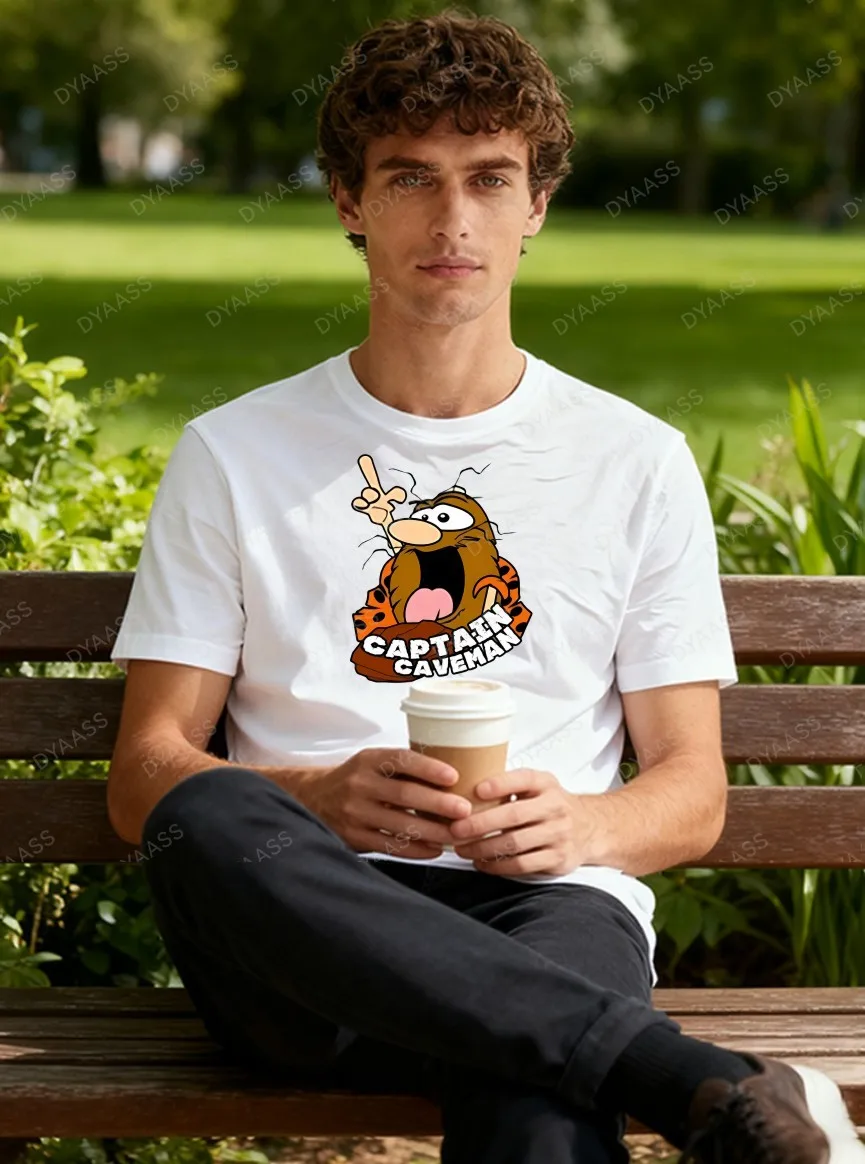 هانا باربيرا مضحك الكابتن الكهف رجل الكهف 1980s الكرتون المطبوعة أعلى الرجال والنساء قصيرة الأكمام