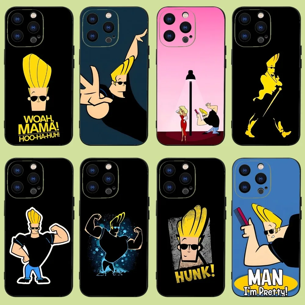 Cartoon J-Johnny Bravo Phone Case For iPhone 15,14,13,12,11 Plus,Pro,Max,XR,XS,X,7,8 Plus,SE,Mini Silicone Soft