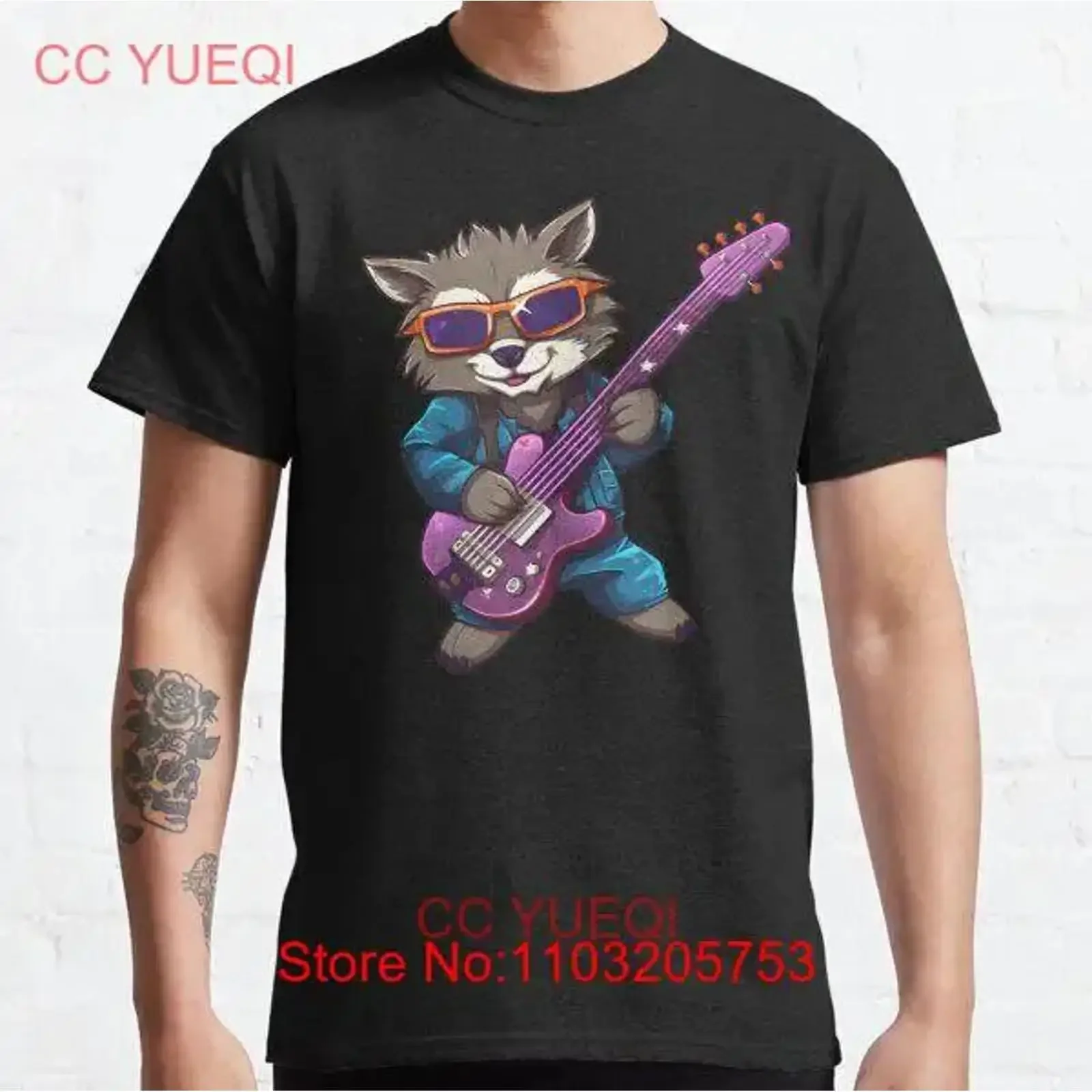 

Лучшая новая классическая футболка премиум-класса Galaxy Raccoon Guitarist, размер M 4XL, винтажная стираная дышащая модная уличная одежда с графическим рисунком