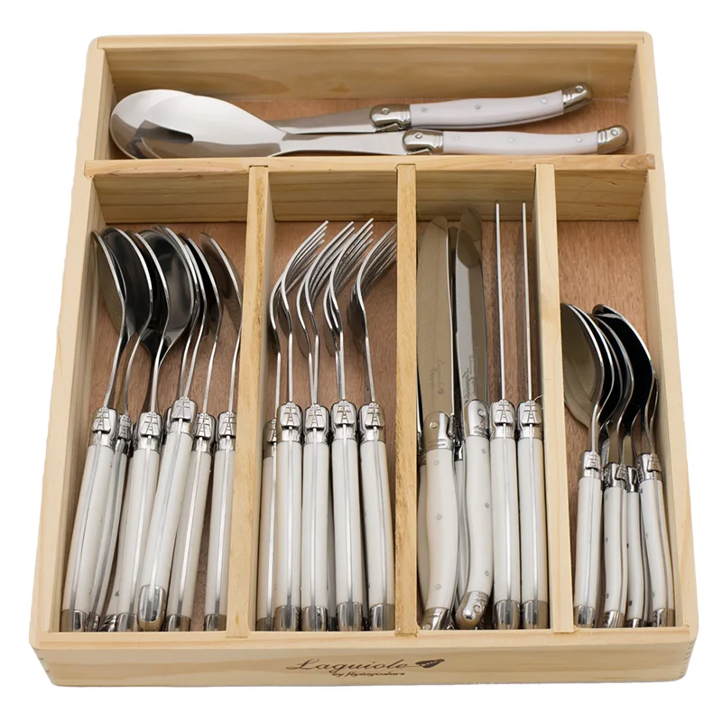 24-34Piece Stainless Steel Dinnerware Set Dinner Knives Forks Salad Dinnerspoon Coffee Soup Tpoon w/Multicolor Handles