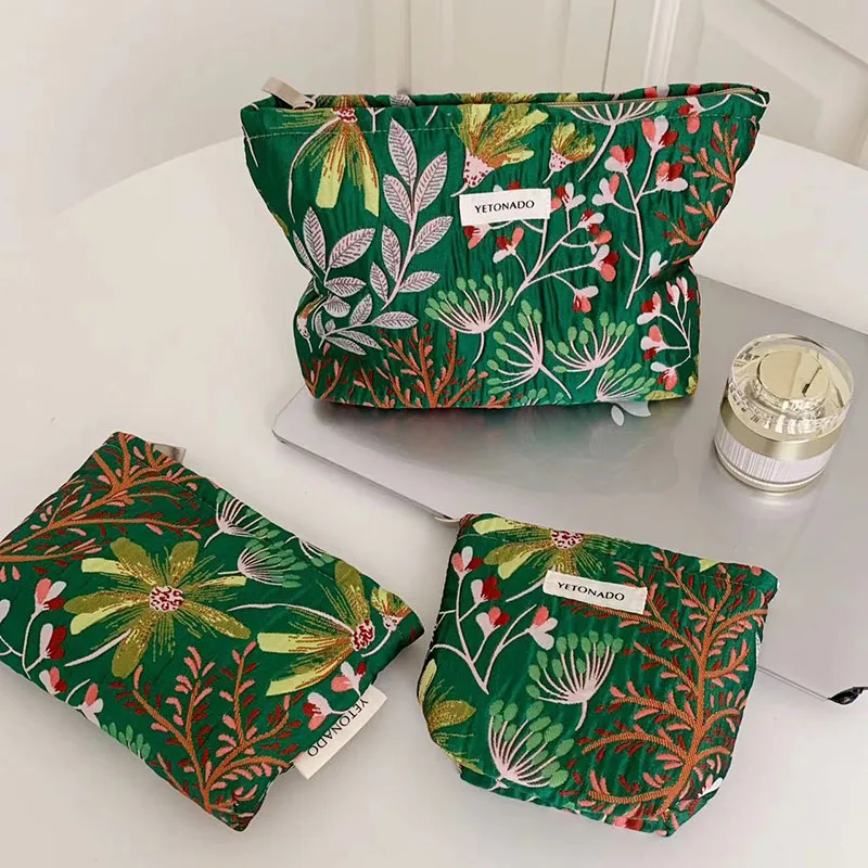 Makeup Bag Women Cosmetic Bag Flower Toiletry Pouch Case Organizer Make Up Bag Travel Wash Girls Travel Storage Pouch