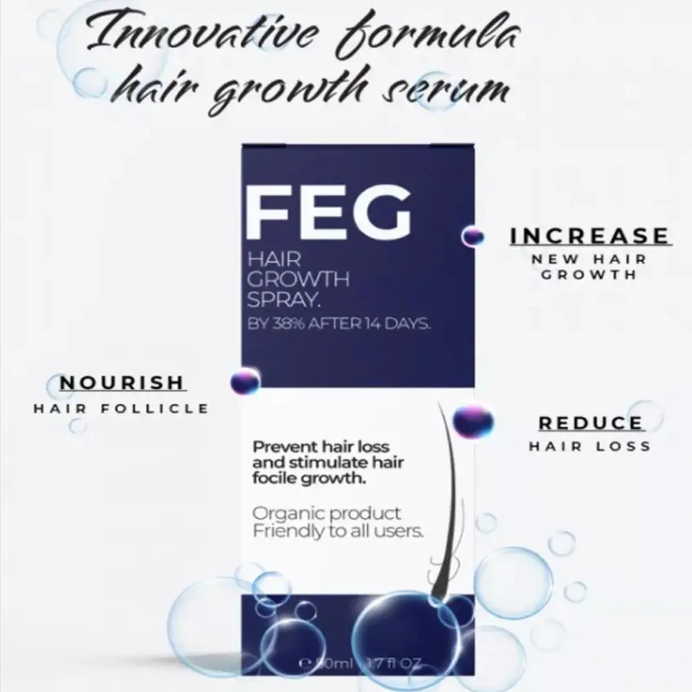 50mL For FEG Hair Growth Spray Precent Hair Loss Stimulate Hair Focile Growth Ownning Longer, Thicker And Healthier Hair Care