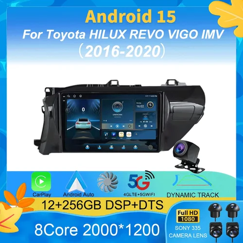 Radio de coche Android15 Carplay para Toyota HILUX REVO VIGO IMV 2016 2017 2018 2019 2020 reproductor Multimedia GPS estéreo 2din unidad principal