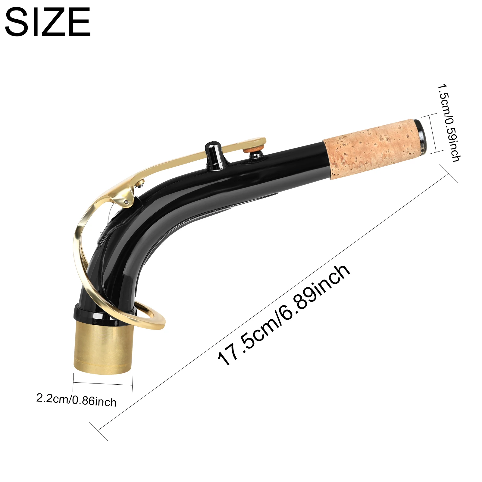 Alto Saxophone Bent Neck Brass Gold Silver Neck Two Tone Plating Replacement Parts Durable Alto Sax Neck for Stage Studio ﻿