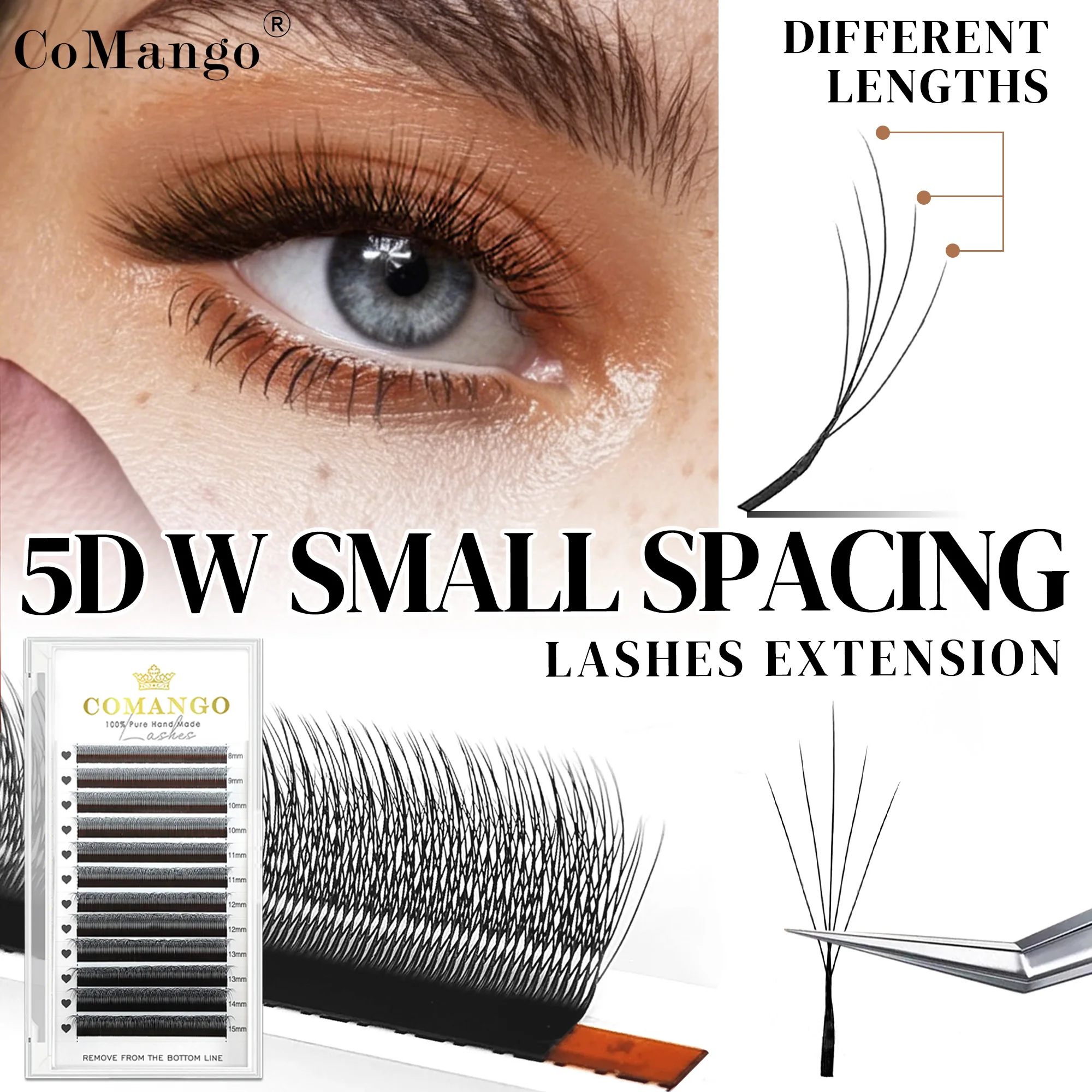 New Wispy Multi-lengths Narrow 5D Promade Lash for Extension Black/Brown 8-15mm Natural Long Wholesale & Customization Bulk Lash