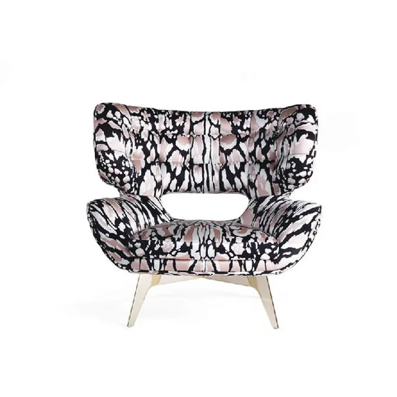 

Italian light luxury wild fabric metal base leisure chair, high-end back chair