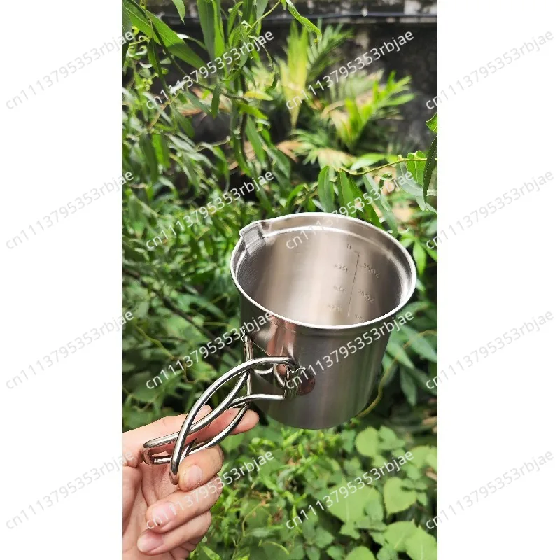 Outdoor mountaineering 304 stainless steel folding pot camping portable frying pan soup pot household picnic pot 2-piece set