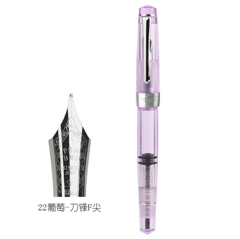 Penbbs 309 Resin Piston Fountain Pen F 0.5MM Acrylic Resin Flower Color Damien Point Blade Ink Pen School Supplies Stationery