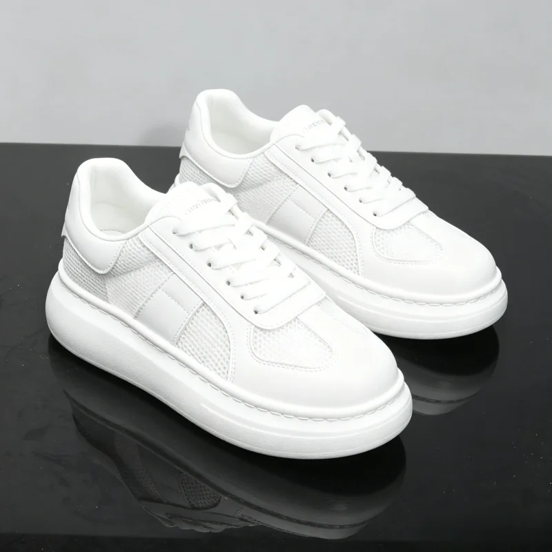 Women's White Sneakers Breathable Mesh Thick Sole Shoes 2026 Summer New Fashion Casual Sneakers Increased Comfort Tennis Women