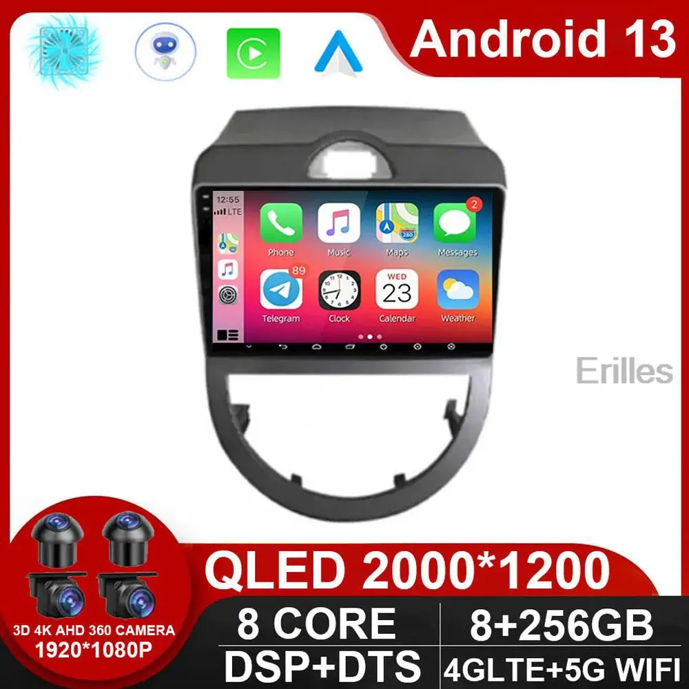 

8 Core QLED 2din Android 13 Auto Car Radio Multimedia Player For Kia Soul AM 2007 - 2011 Stereo GPS Navi Carplay NO DVD 2din